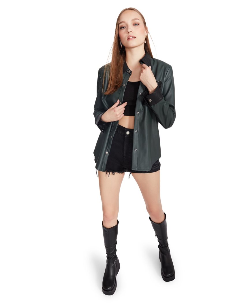 Chaquetas Camiseras Steve Madden Sam Mujer Verde Oscuro | ES TYE89S